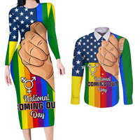 Love is Love Couples Matching Long Sleeve Bodycon Dress and Long Sleeve Button Shirts 2023 National Coming Out Day - Wonder Print Shop