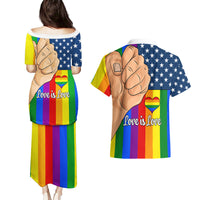Love is Love Couples Matching Puletasi Dress and Hawaiian Shirt 2023 National Coming Out Day - Wonder Print Shop