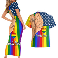 Love is Love Couples Matching Short Sleeve Bodycon Dress and Hawaiian Shirt 2023 National Coming Out Day - Wonder Print Shop