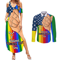 Love is Love Couples Matching Summer Maxi Dress and Long Sleeve Button Shirts 2023 National Coming Out Day - Wonder Print Shop