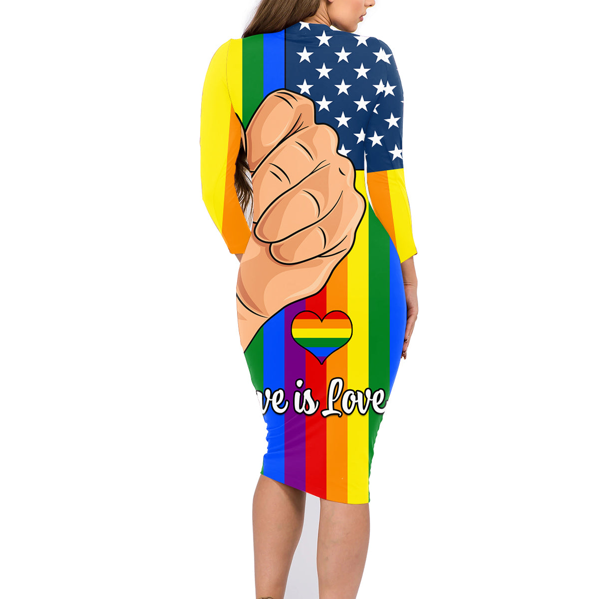 Love is Love Family Matching Long Sleeve Bodycon Dress and Hawaiian Shirt 2023 National Coming Out Day - Wonder Print Shop