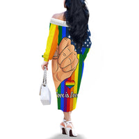 Love is Love Family Matching Off Shoulder Long Sleeve Dress and Hawaiian Shirt 2023 National Coming Out Day - Wonder Print Shop