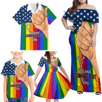 Love is Love Family Matching Off Shoulder Maxi Dress and Hawaiian Shirt 2023 National Coming Out Day - Wonder Print Shop
