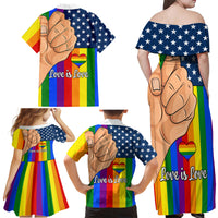 Love is Love Family Matching Off Shoulder Maxi Dress and Hawaiian Shirt 2023 National Coming Out Day - Wonder Print Shop