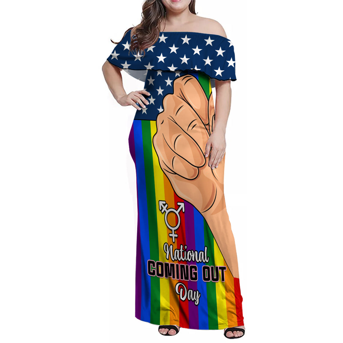 Love is Love Family Matching Off Shoulder Maxi Dress and Hawaiian Shirt 2023 National Coming Out Day - Wonder Print Shop