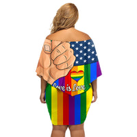 Love is Love Family Matching Off Shoulder Short Dress and Hawaiian Shirt 2023 National Coming Out Day - Wonder Print Shop