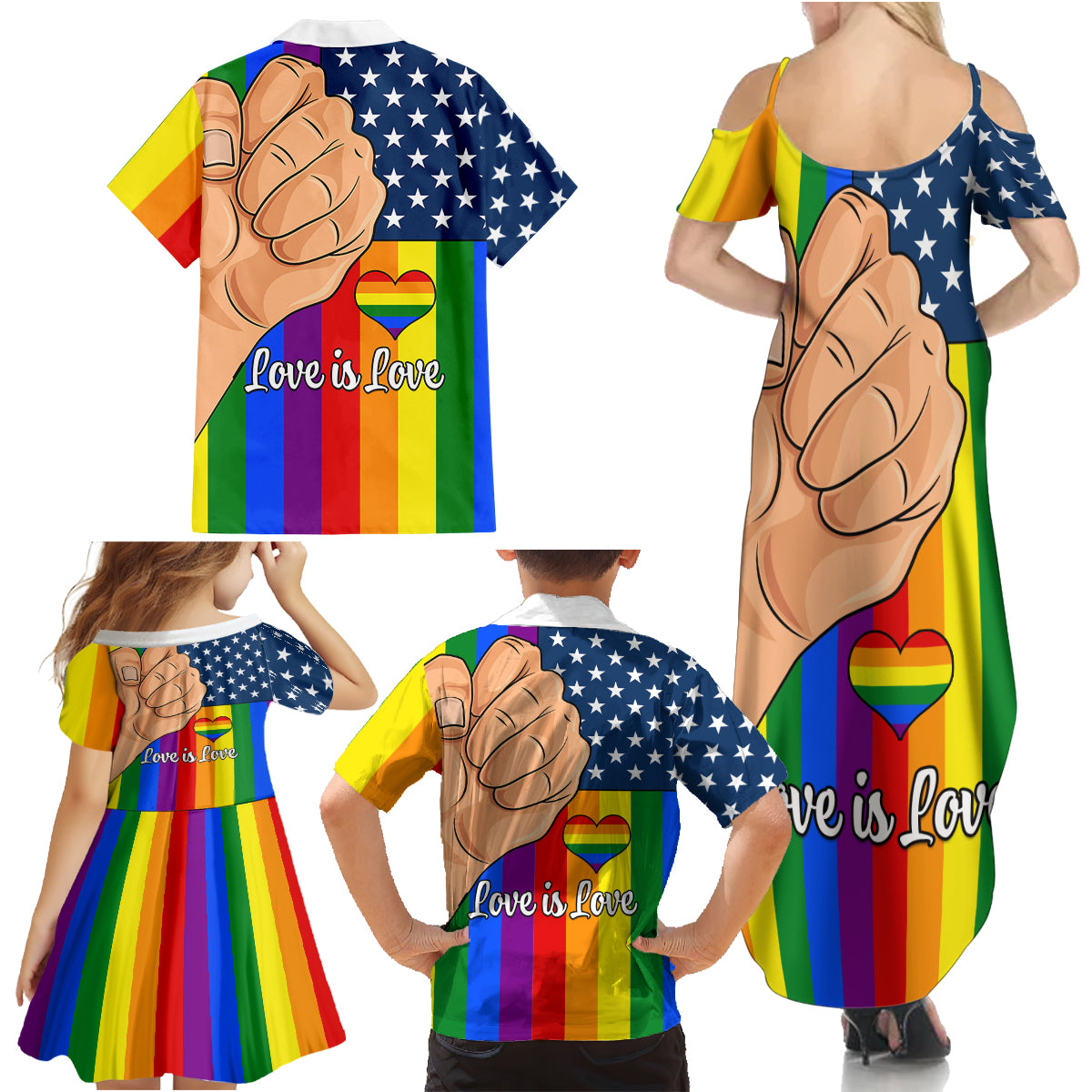 Love is Love Family Matching Summer Maxi Dress and Hawaiian Shirt 2023 National Coming Out Day - Wonder Print Shop