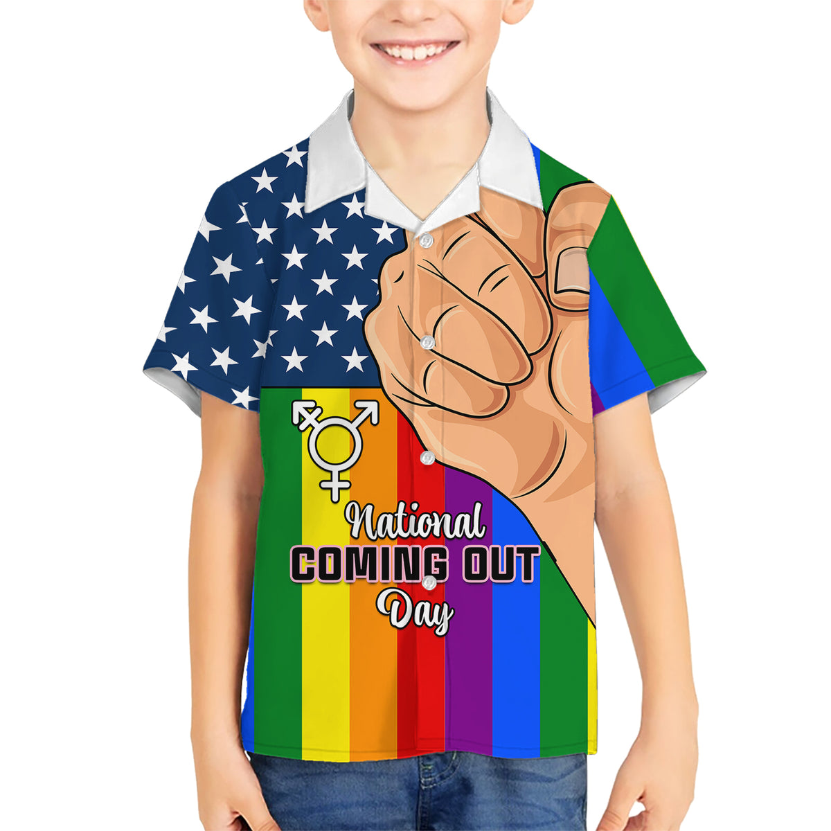 Love is Love Kid Hawaiian Shirt 2023 National Coming Out Day - Wonder Print Shop