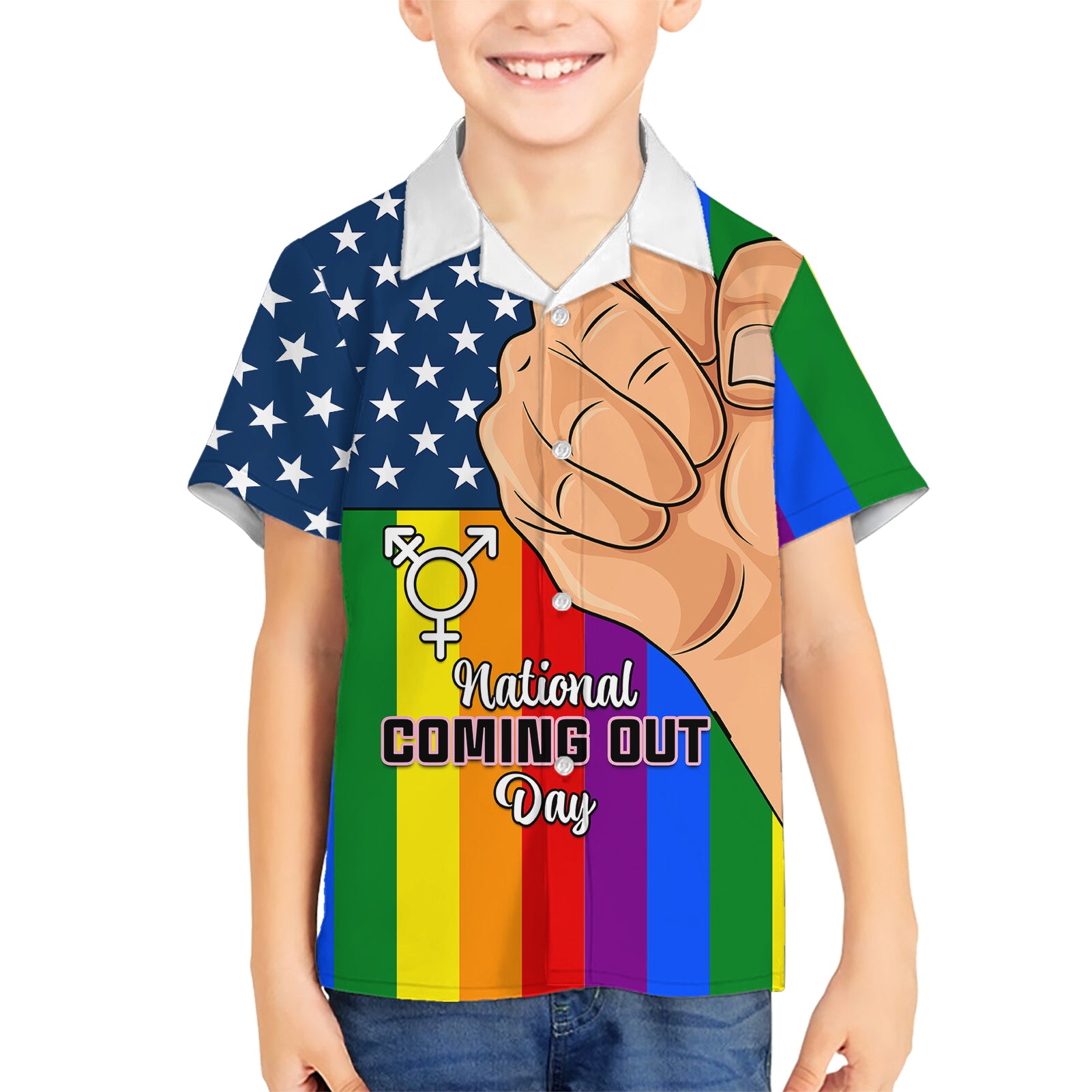 Love is Love Kid Hawaiian Shirt 2023 National Coming Out Day - Wonder Print Shop