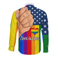 Love is Love Long Sleeve Button Shirt 2023 National Coming Out Day - Wonder Print Shop