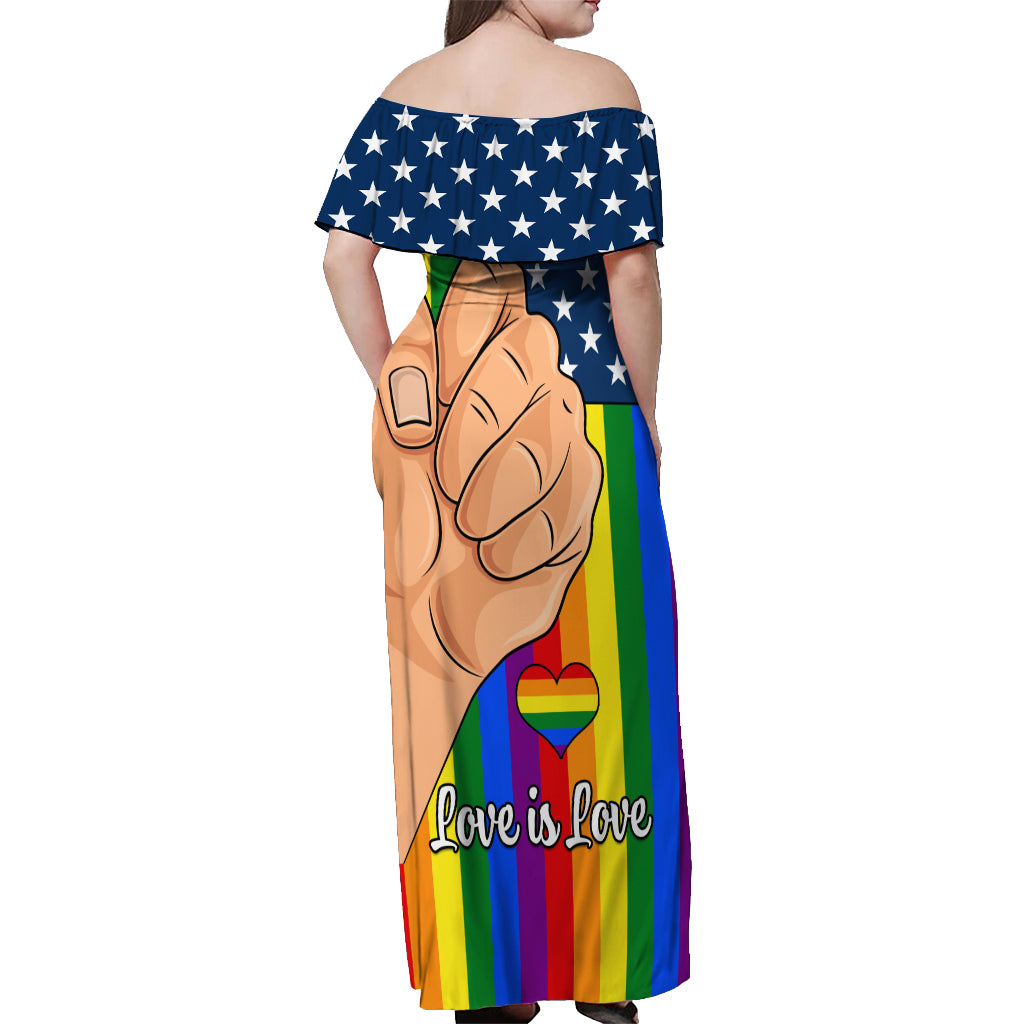 Love is Love Off Shoulder Maxi Dress 2023 National Coming Out Day - Wonder Print Shop