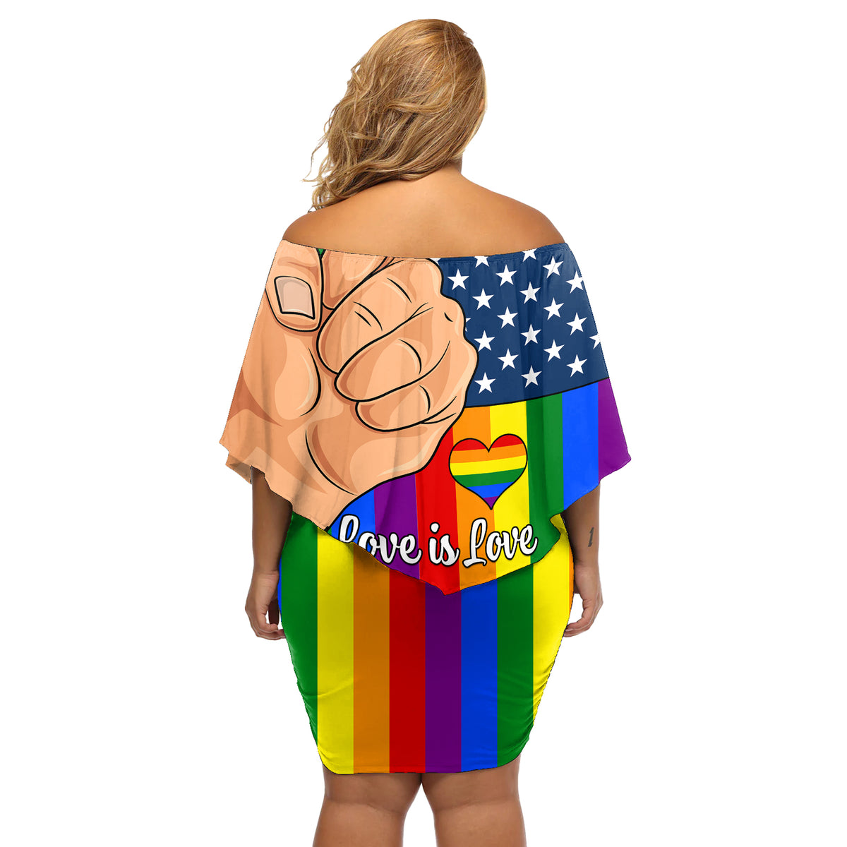 Love is Love Off Shoulder Short Dress 2023 National Coming Out Day - Wonder Print Shop