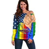 Love is Love Off Shoulder Sweater 2023 National Coming Out Day - Wonder Print Shop