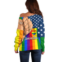 Love is Love Off Shoulder Sweater 2023 National Coming Out Day - Wonder Print Shop