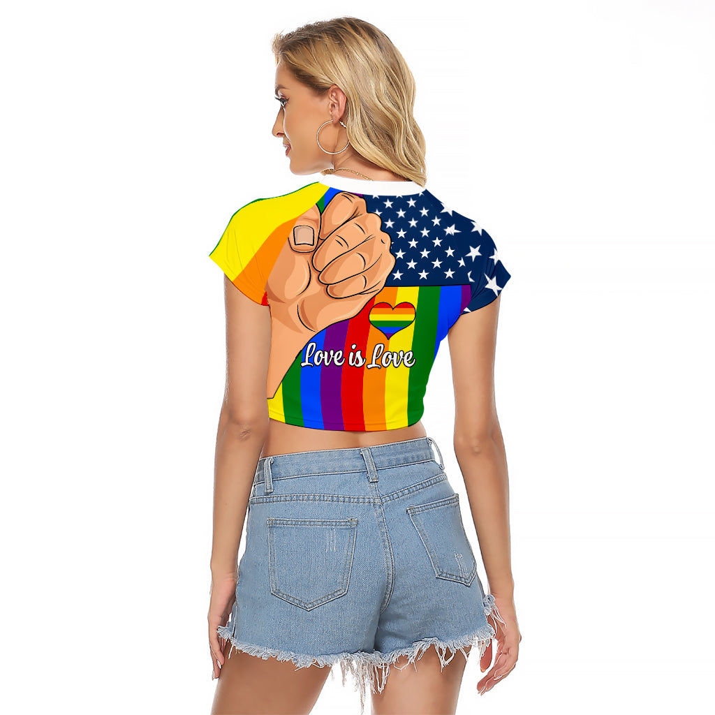 Love is Love Raglan Cropped T Shirt 2023 National Coming Out Day - Wonder Print Shop