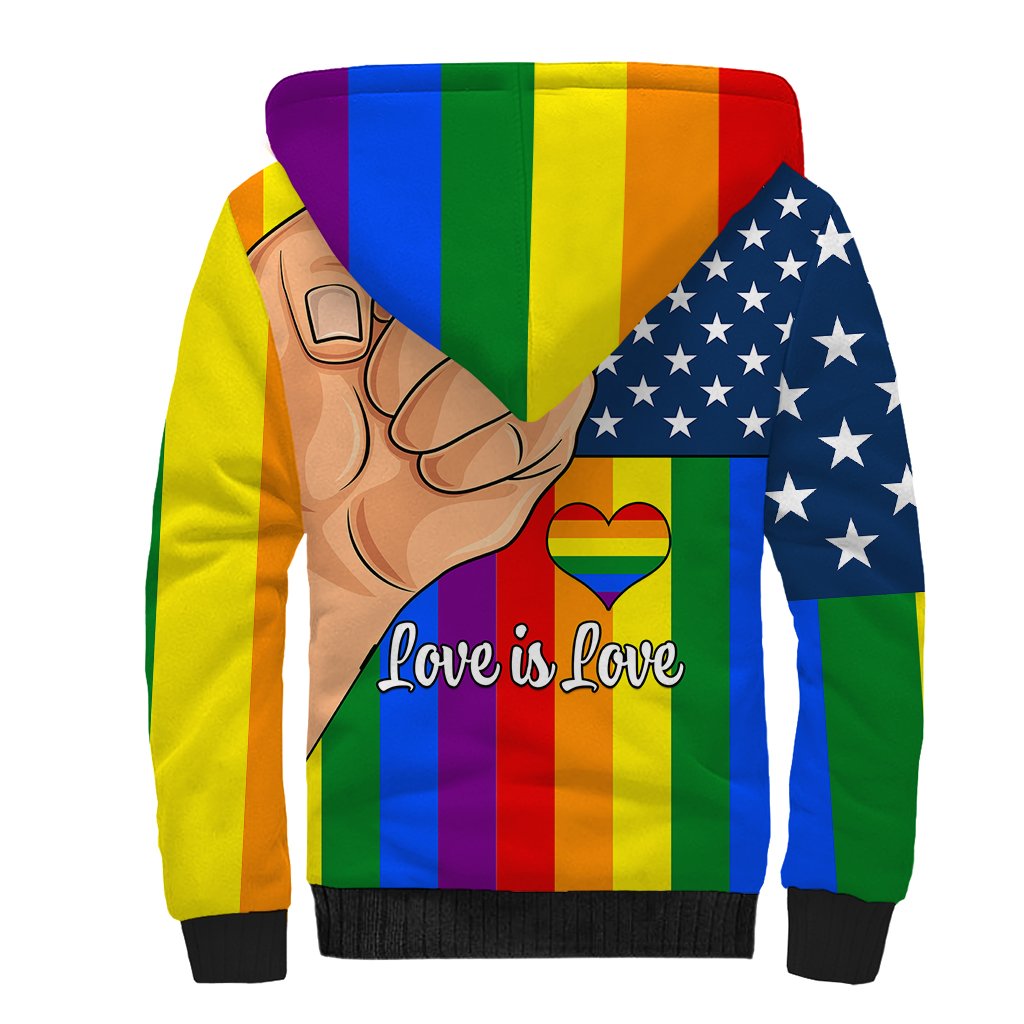 Love is Love Sherpa Hoodie 2023 National Coming Out Day - Wonder Print Shop