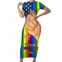 Love is Love Short Sleeve Bodycon Dress 2023 National Coming Out Day - Wonder Print Shop