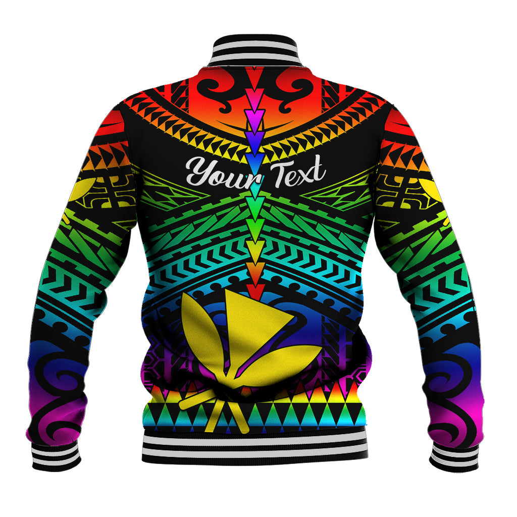 Personalised Hawaii Baseball Jacket Kanaka Maoli Kakau 2023 National Coming Out Day - Wonder Print Shop
