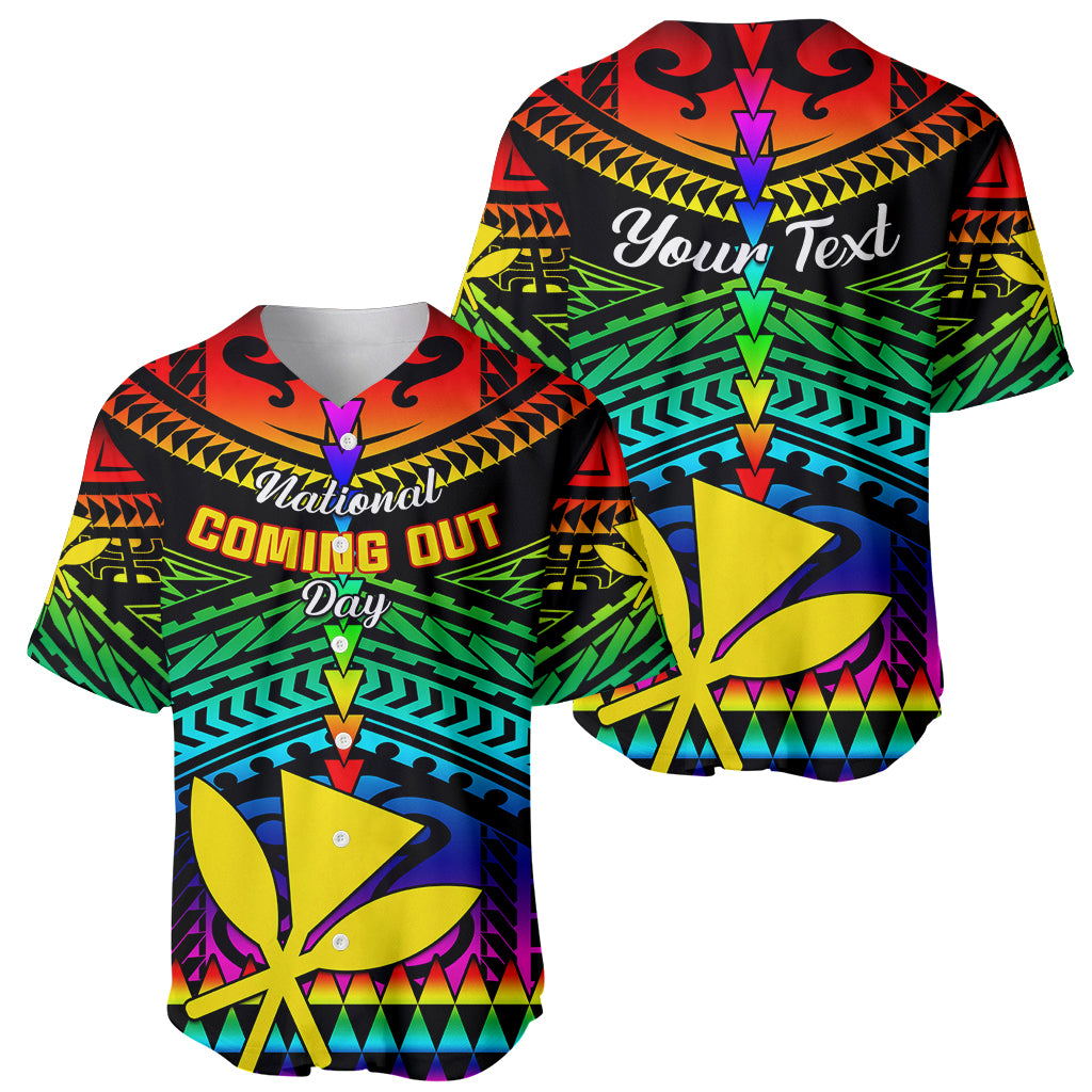 Personalised Hawaii Baseball Jersey Kanaka Maoli Kakau 2023 National Coming Out Day - Wonder Print Shop