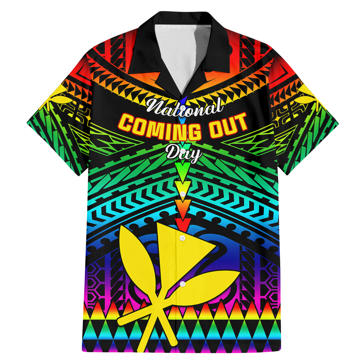 Personalised Hawaii Family Matching Mermaid Dress and Hawaiian Shirt Kanaka Maoli Kakau 2023 National Coming Out Day - Wonder Print Shop