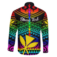 Personalised Hawaii Family Matching Off Shoulder Long Sleeve Dress and Hawaiian Shirt Kanaka Maoli Kakau 2023 National Coming Out Day - Wonder Print Shop