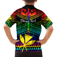 Personalised Hawaii Family Matching Off Shoulder Short Dress and Hawaiian Shirt Kanaka Maoli Kakau 2023 National Coming Out Day - Wonder Print Shop