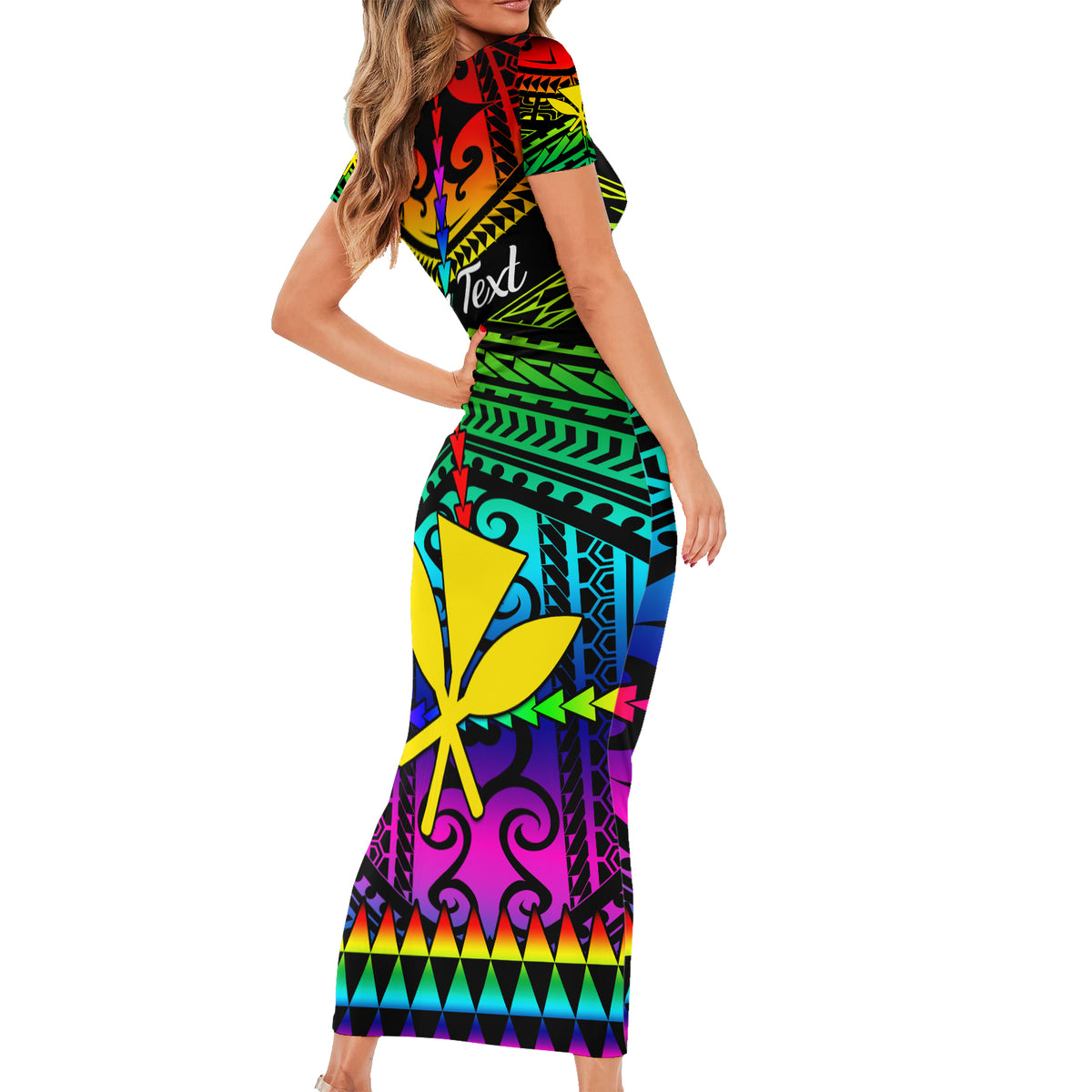 Personalised Hawaii Family Matching Short Sleeve Bodycon Dress and Hawaiian Shirt Kanaka Maoli Kakau 2023 National Coming Out Day - Wonder Print Shop