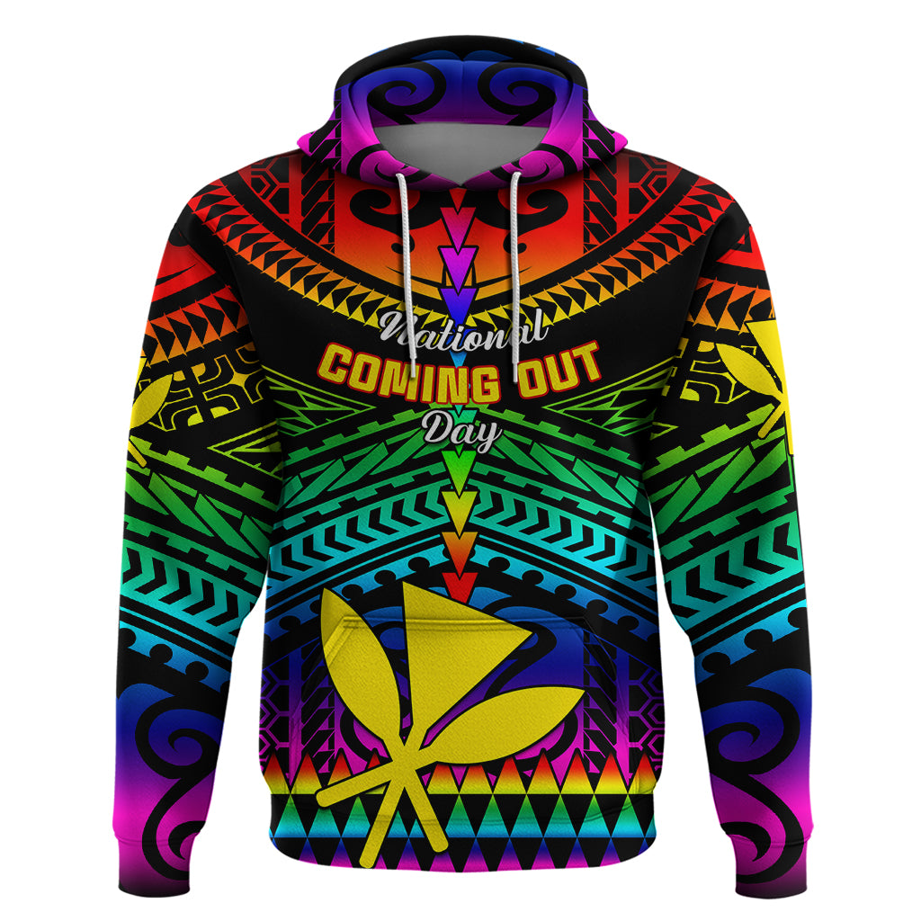 Personalised Hawaii Hoodie Kanaka Maoli Kakau 2023 National Coming Out Day - Wonder Print Shop