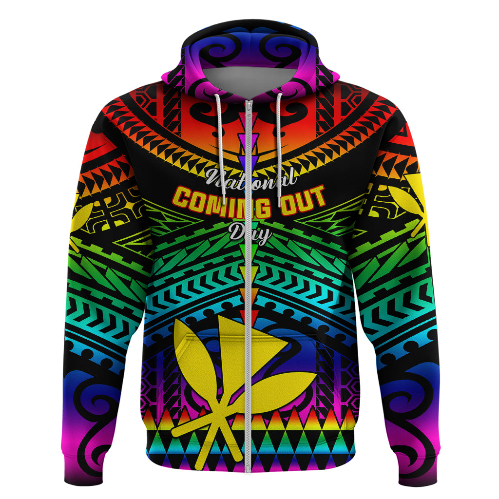 Personalised Hawaii Hoodie Kanaka Maoli Kakau 2023 National Coming Out Day - Wonder Print Shop