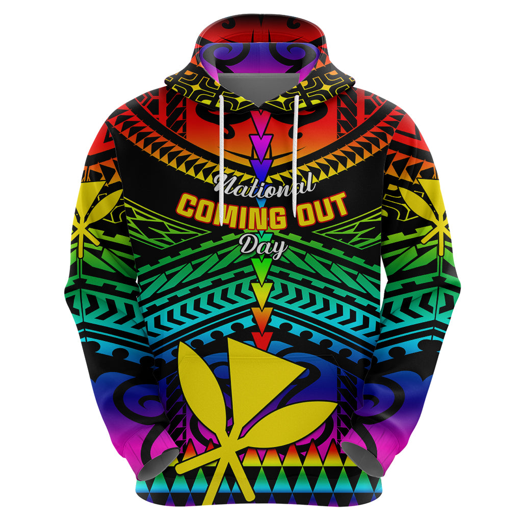 Personalised Hawaii Hoodie Kanaka Maoli Kakau 2023 National Coming Out Day - Wonder Print Shop