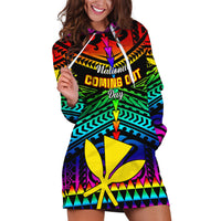 Personalised Hawaii Hoodie Dress Kanaka Maoli Kakau 2023 National Coming Out Day - Wonder Print Shop