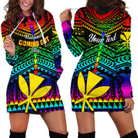 Personalised Hawaii Hoodie Dress Kanaka Maoli Kakau 2023 National Coming Out Day - Wonder Print Shop