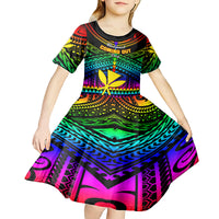 Personalised Hawaii Kid Short Sleeve Dress Kanaka Maoli Kakau 2023 National Coming Out Day - Wonder Print Shop