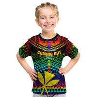 Personalised Hawaii Kid T Shirt Kanaka Maoli Kakau 2023 National Coming Out Day - Wonder Print Shop