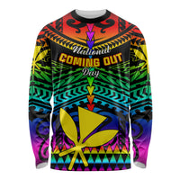 Personalised Hawaii Long Sleeve Shirt Kanaka Maoli Kakau 2023 National Coming Out Day - Wonder Print Shop