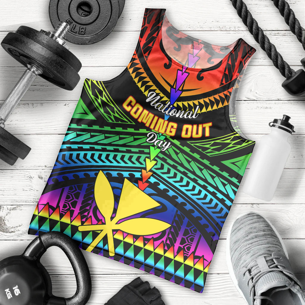 Personalised Hawaii Men Tank Top Kanaka Maoli Kakau 2023 National Coming Out Day - Wonder Print Shop