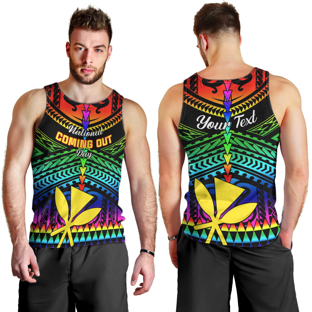 Personalised Hawaii Men Tank Top Kanaka Maoli Kakau 2023 National Coming Out Day - Wonder Print Shop
