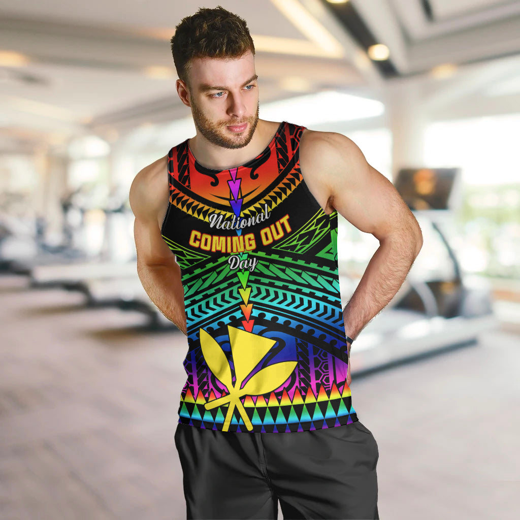 Personalised Hawaii Men Tank Top Kanaka Maoli Kakau 2023 National Coming Out Day - Wonder Print Shop