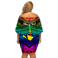 Personalised Hawaii Off Shoulder Short Dress Kanaka Maoli Kakau 2023 National Coming Out Day - Wonder Print Shop
