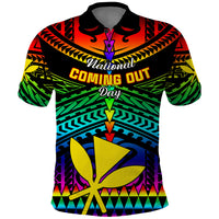 Personalised Hawaii Polo Shirt Kanaka Maoli Kakau 2023 National Coming Out Day - Wonder Print Shop