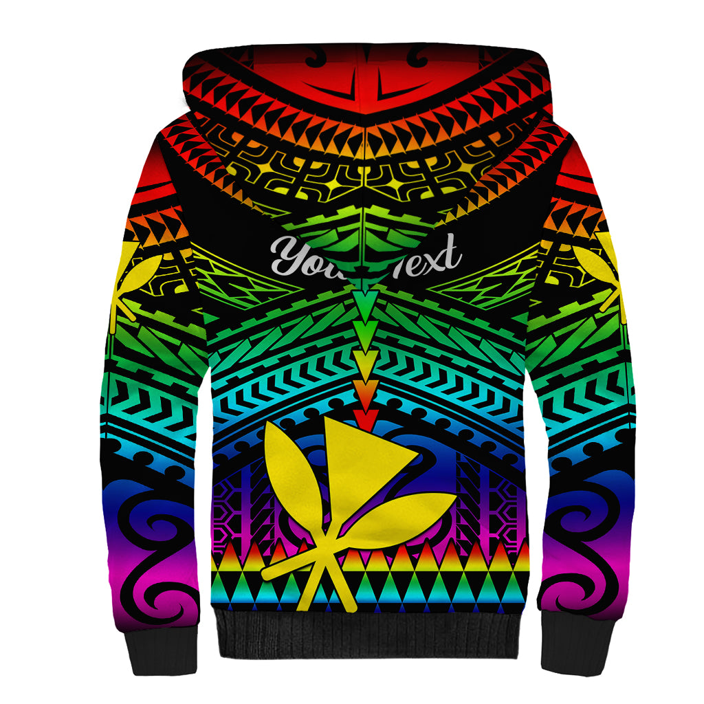 Personalised Hawaii Sherpa Hoodie Kanaka Maoli Kakau 2023 National Coming Out Day - Wonder Print Shop
