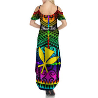 Personalised Hawaii Summer Maxi Dress Kanaka Maoli Kakau 2023 National Coming Out Day - Wonder Print Shop