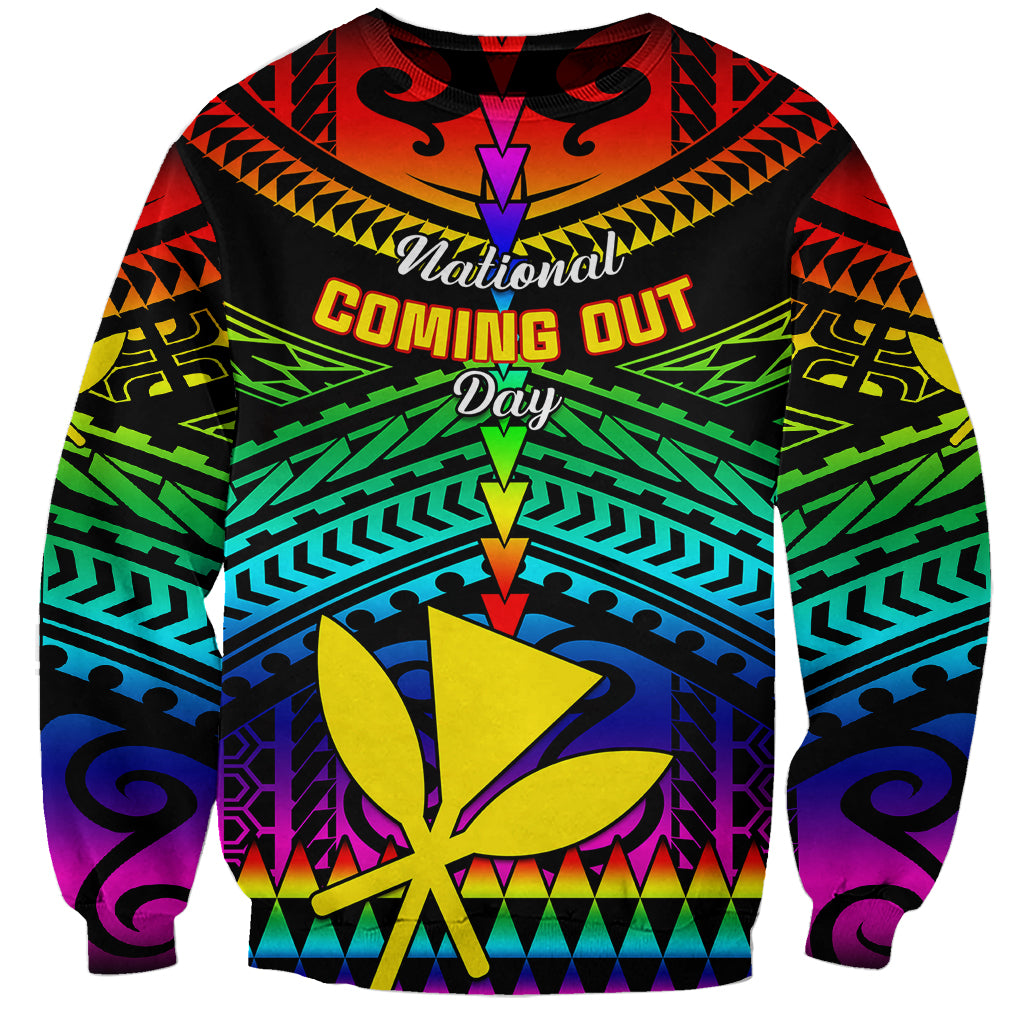 Personalised Hawaii Sweatshirt Kanaka Maoli Kakau 2023 National Coming Out Day - Wonder Print Shop