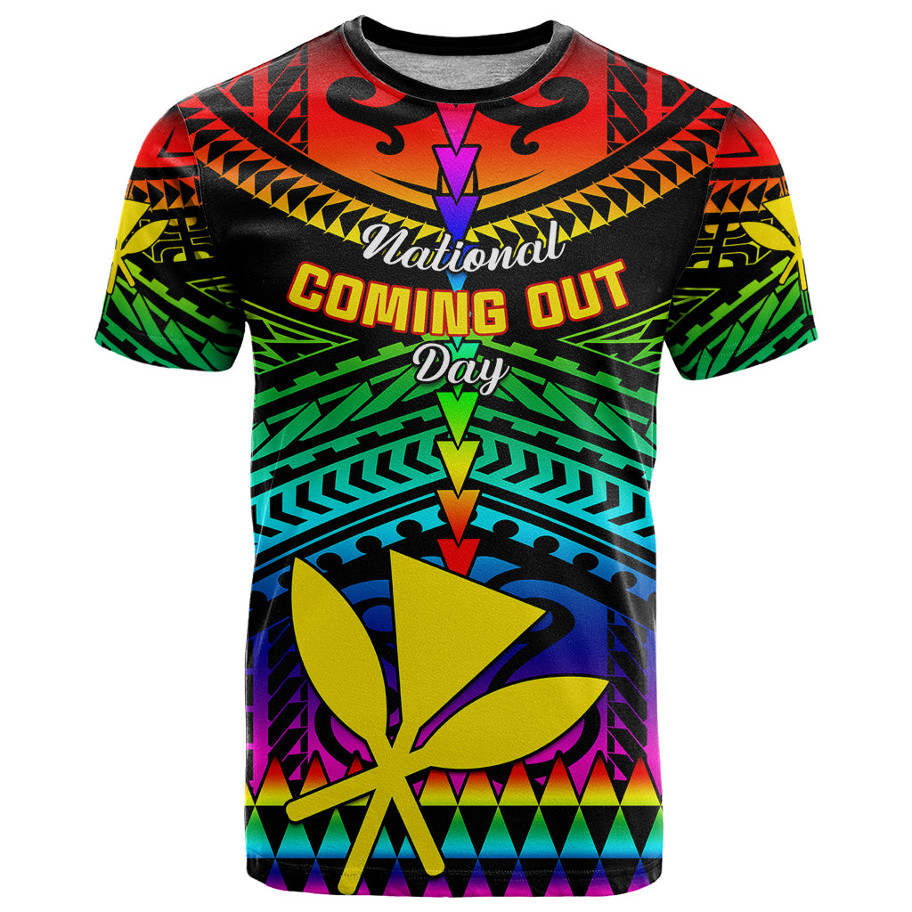 Personalised Hawaii T Shirt Kanaka Maoli Kakau 2023 National Coming Out Day - Wonder Print Shop