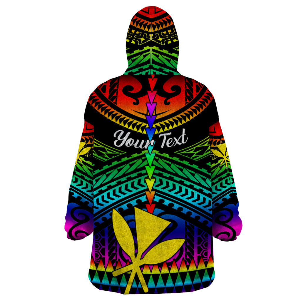 Personalised Hawaii Wearable Blanket Hoodie Kanaka Maoli Kakau 2023 National Coming Out Day - Wonder Print Shop