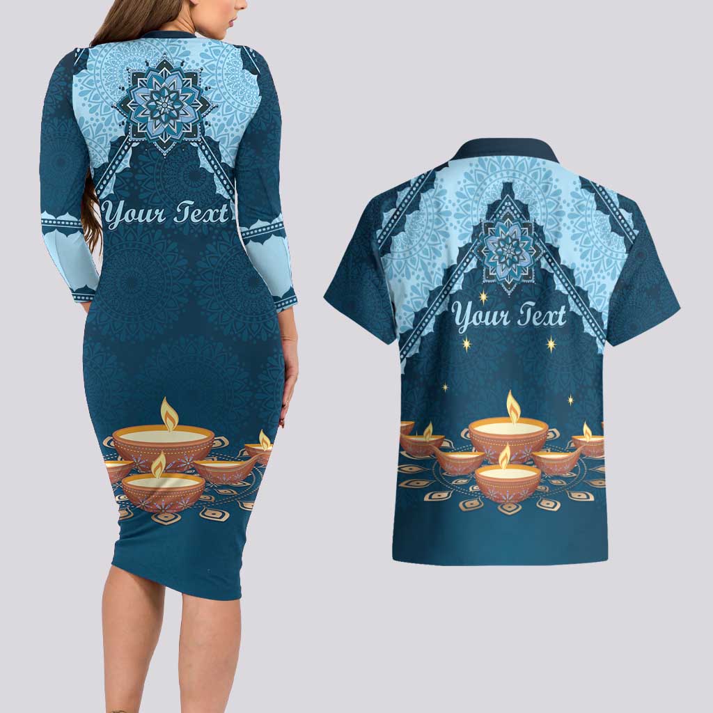 Personalized Diwali Couples Matching Long Sleeve Bodycon Dress and Hawaiian Shirt Festival of Lights - Wonder Print Shop