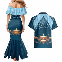 Personalized Diwali Couples Matching Mermaid Dress and Hawaiian Shirt Festival of Lights - Wonder Print Shop
