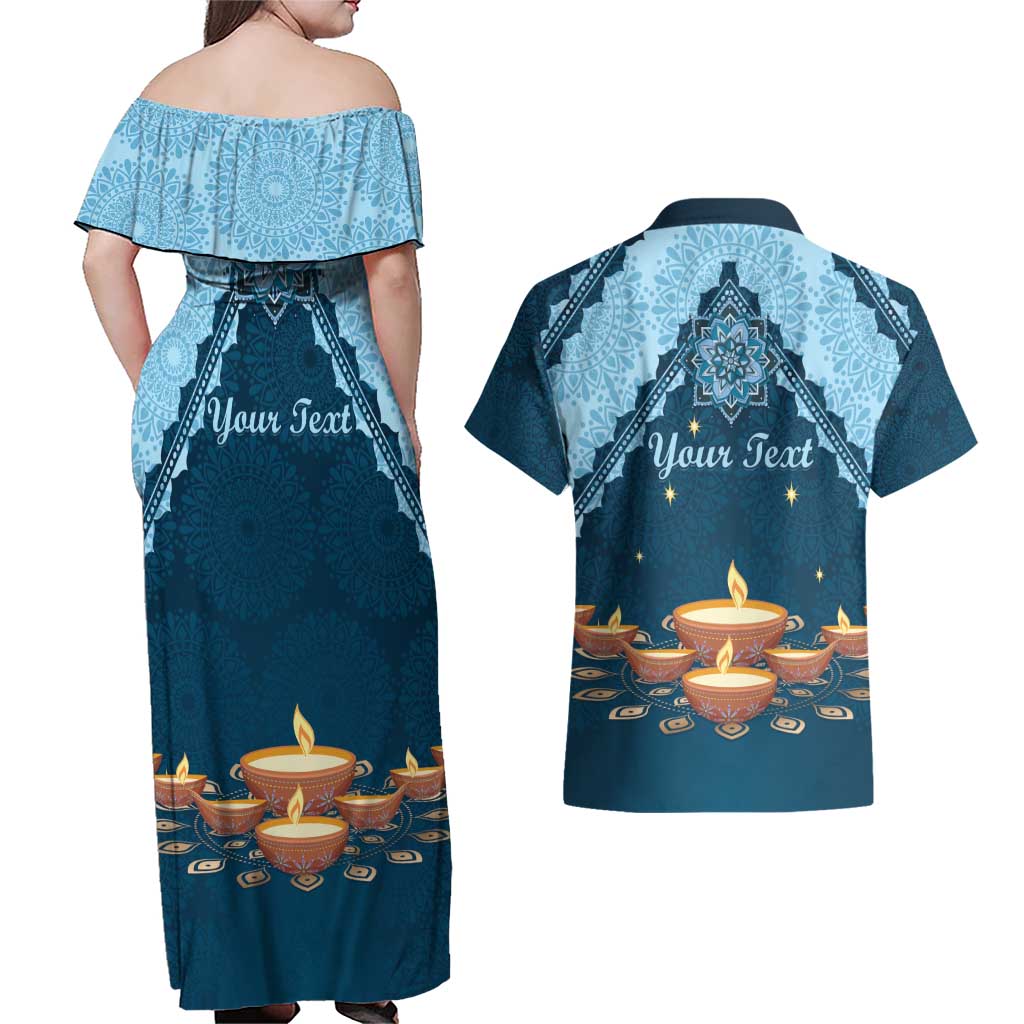 Personalized Diwali Couples Matching Off Shoulder Maxi Dress and Hawaiian Shirt Festival of Lights - Wonder Print Shop