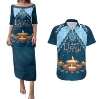 Personalized Diwali Couples Matching Puletasi and Hawaiian Shirt Festival of Lights - Wonder Print Shop
