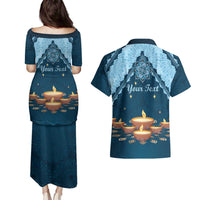 Personalized Diwali Couples Matching Puletasi and Hawaiian Shirt Festival of Lights - Wonder Print Shop